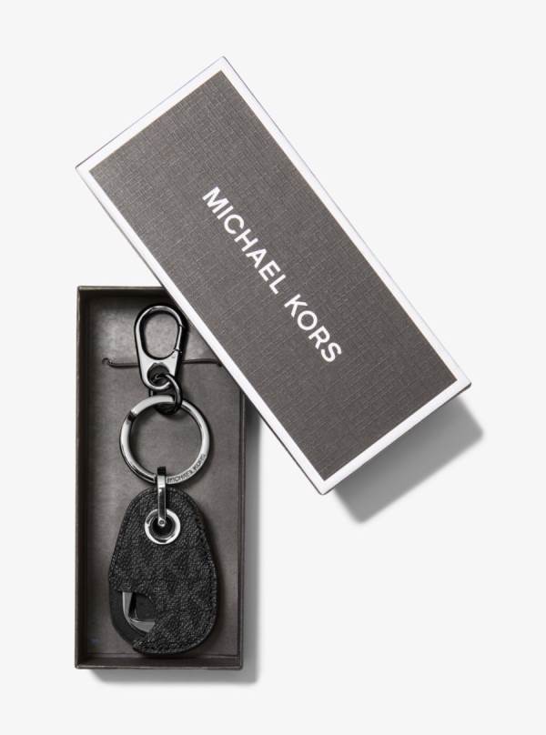 Panske Cestovné Tašky Michael Kors Harrison Logo Bottle Opener Key Fob Čierne - Tasky Michael Kors Akcia | JLXWZ-6082
